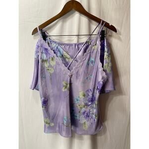 CALIFORNIA MISS Lilac Floral SATIN PJ SET LARGE